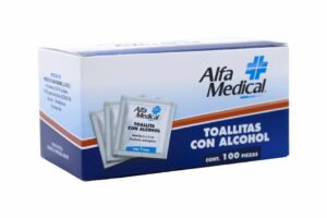 Toallitas con alcohol Alfa Medical 100 piezas